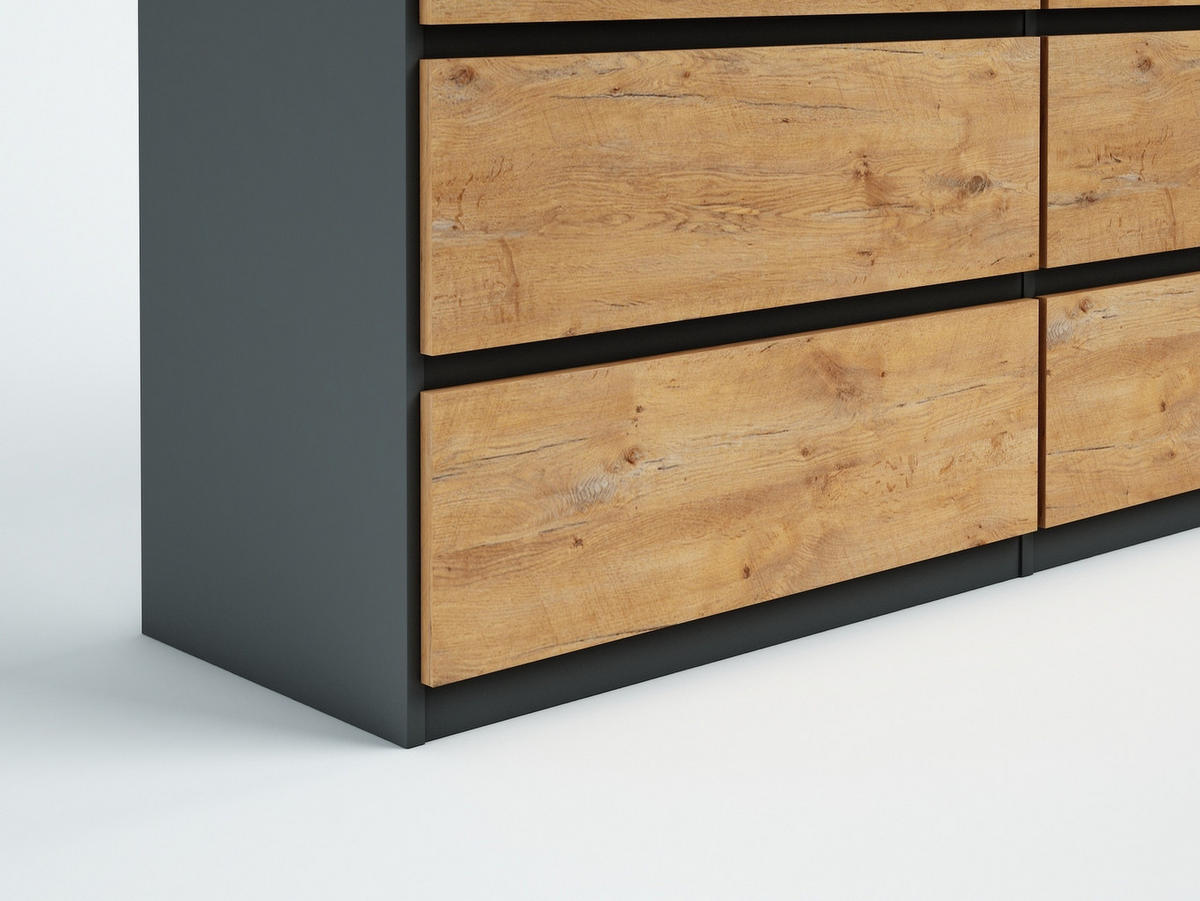 KOMMODE Anthrazit, Lancelot 120/102/39 - Anthrazit/Eiche San Remo, Holzwerkstoff (120/102/39cm) - RAUMHIRSCH FURNITURE