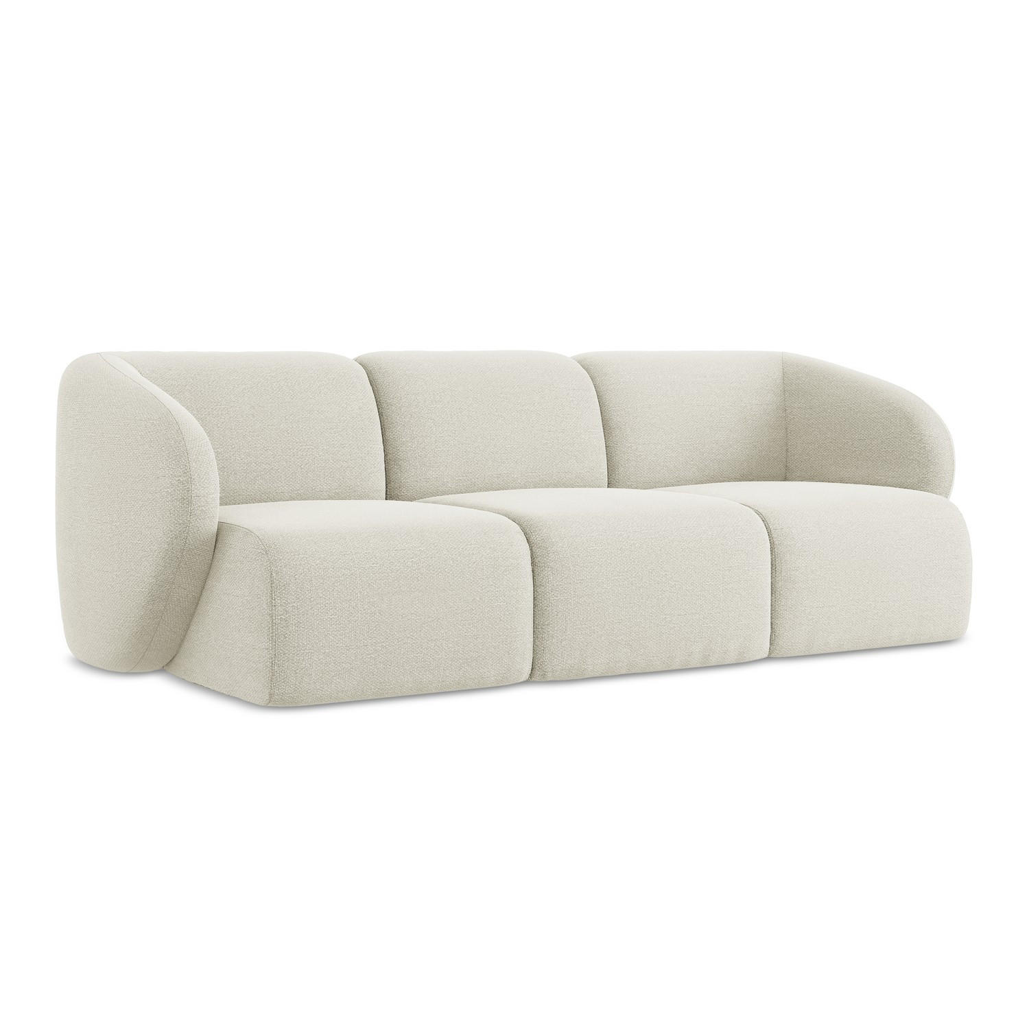 3-SITZER SOFA Bouclé Stoff Beige - Sandfarben/Schwarz, Holzwerkstoff/Kunststoff (244/75/94cm) - LaMiaSofa