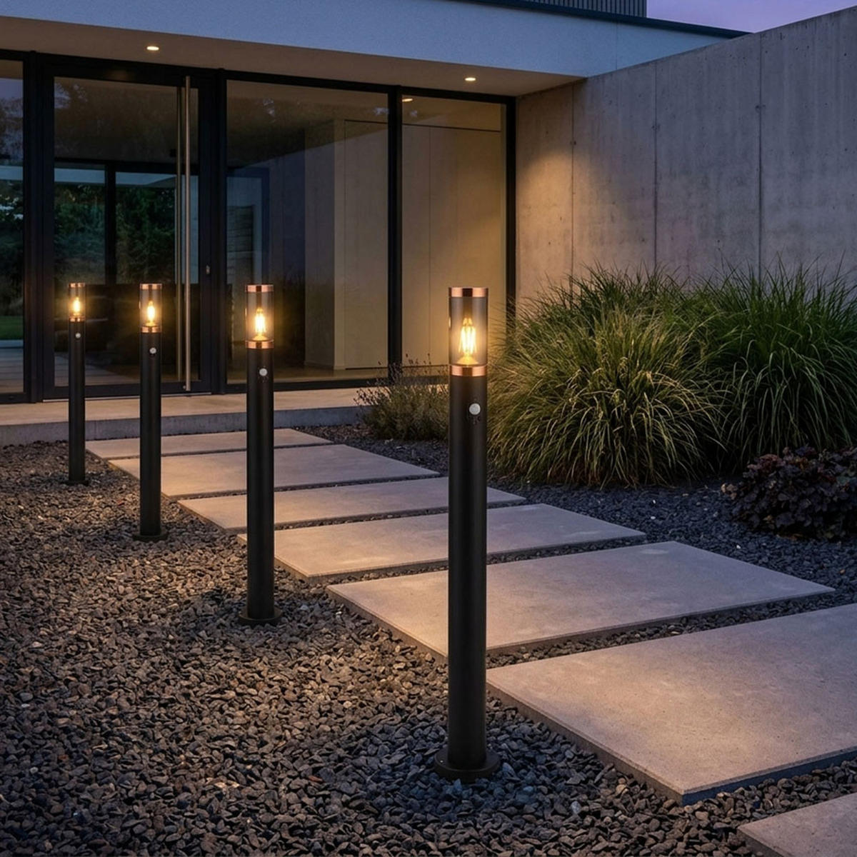 AUSSENLEUCHTE Edelstahl Schwarz Matt - Schwarz, Metall (7.6/7.6/110cm) - Globo Lighting