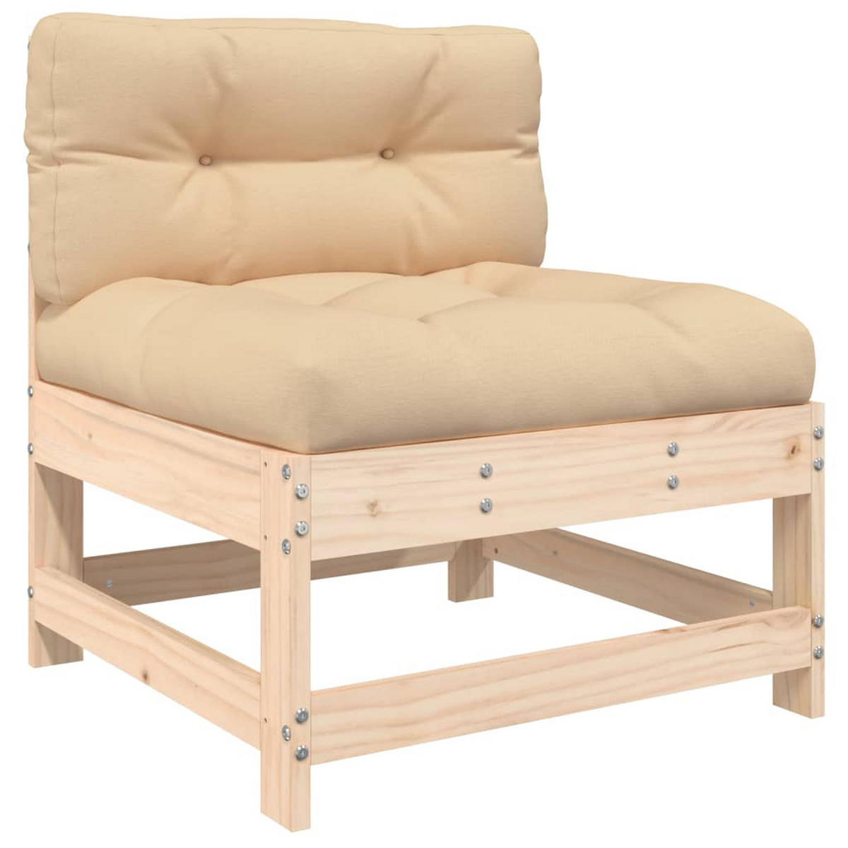 GARTEN-LOUNGE-SET 4-teilig Mit Kissen Massivholz - Beige/Braun, Holz - vidaXL