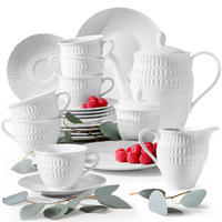 KAFFEESERVICE 6 Personen CMIELOW SOFIA 21-tlg aus Porzellan - Weiß, Keramik (21/22/21cm) - KONSIMO®