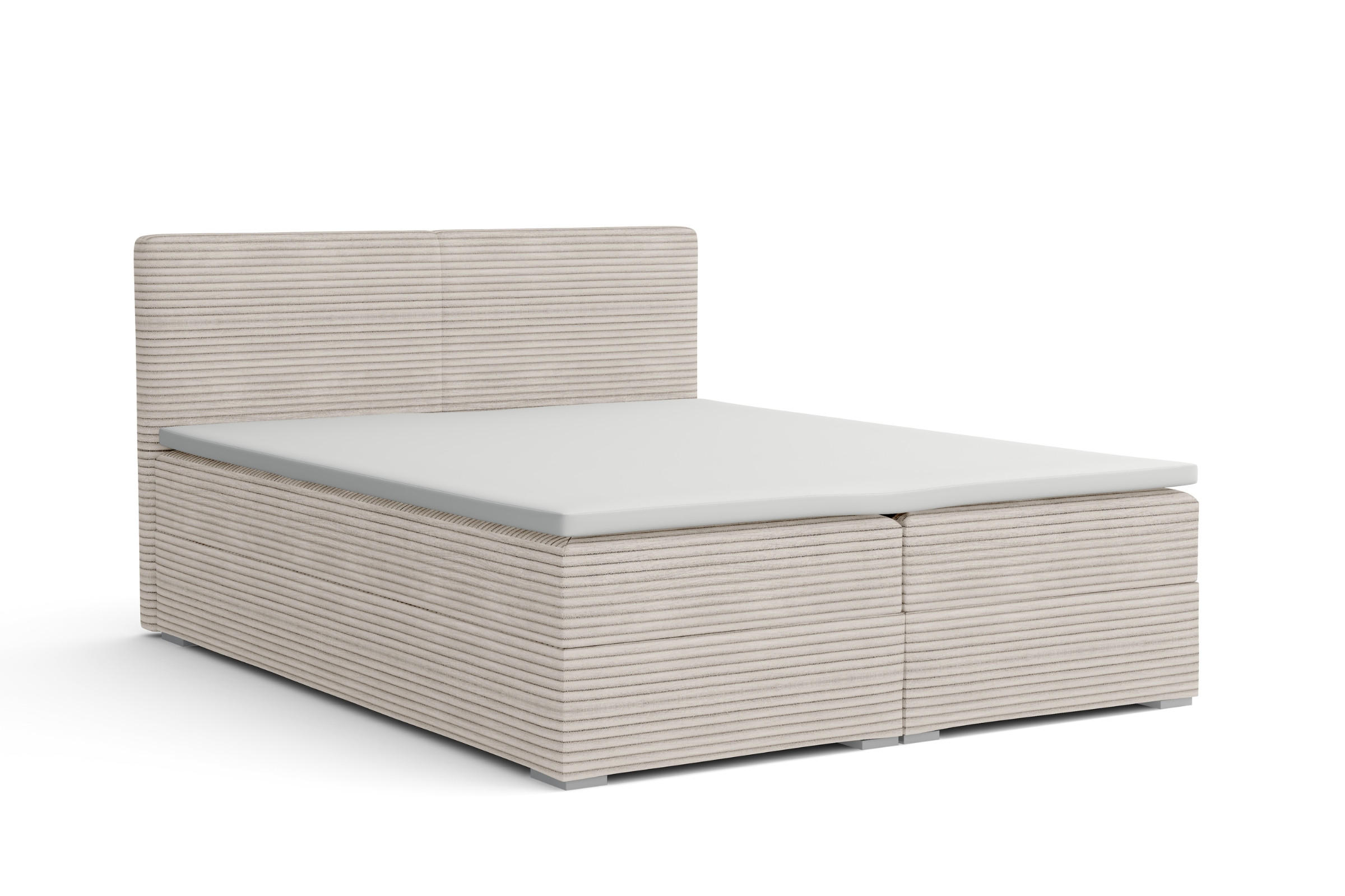 BOXBETT LON III 160/200 in Cord Ecru H3 - Ecru, Holz/Holzwerkstoff (160/200cm) - Deine Möbel 24