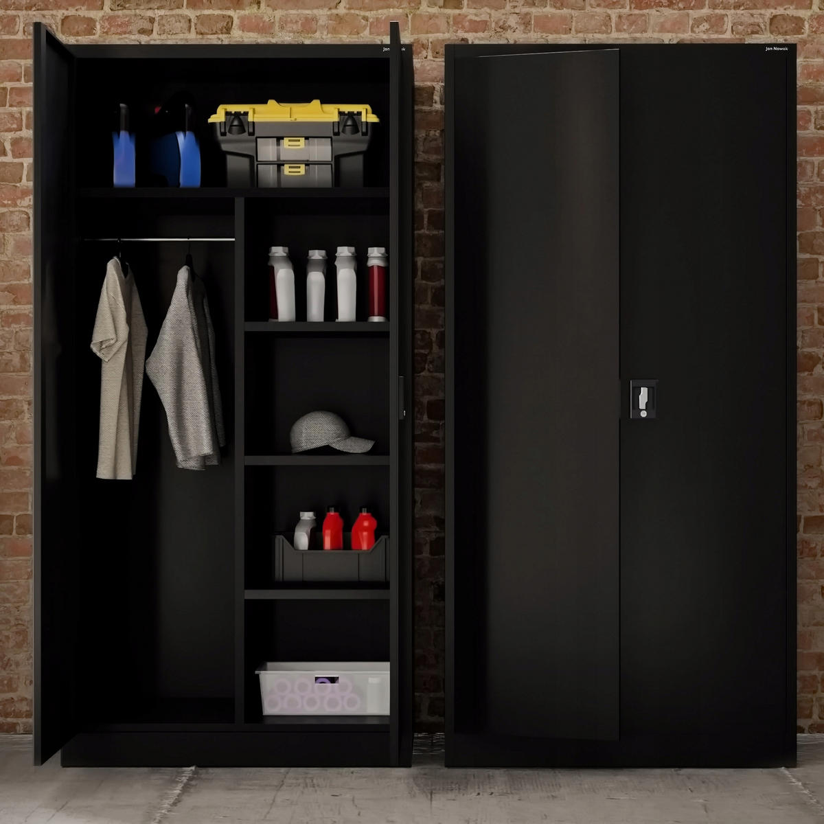 MEHRZWECKSCHRANK DAWID - Schwarz, Metall (90/185/45cm) - Jan Nowak