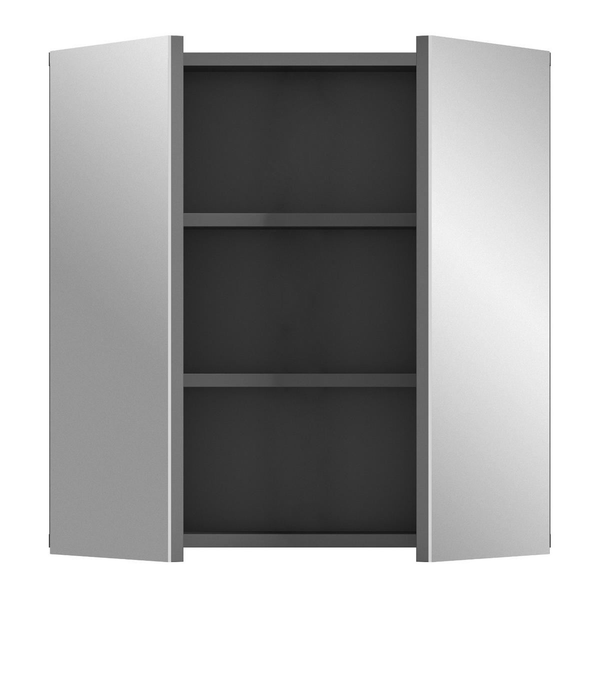 SPIEGELSCHRANK grau 60 cm, Badschrank 2-türig mit Soft-Close - Grau, Glas/Holzwerkstoff (60/60/15cm) - Inn.Furn