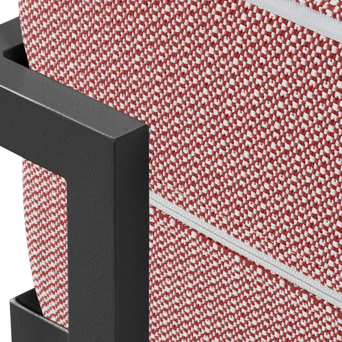 GARTENLOUNGE-HOCKER TRIGLO auf Metallfüßen, Modern, Dunkelgrau - Dunkelgrau/Rot, Textil/Metall (69/44/54cm) - KONSIMO®
