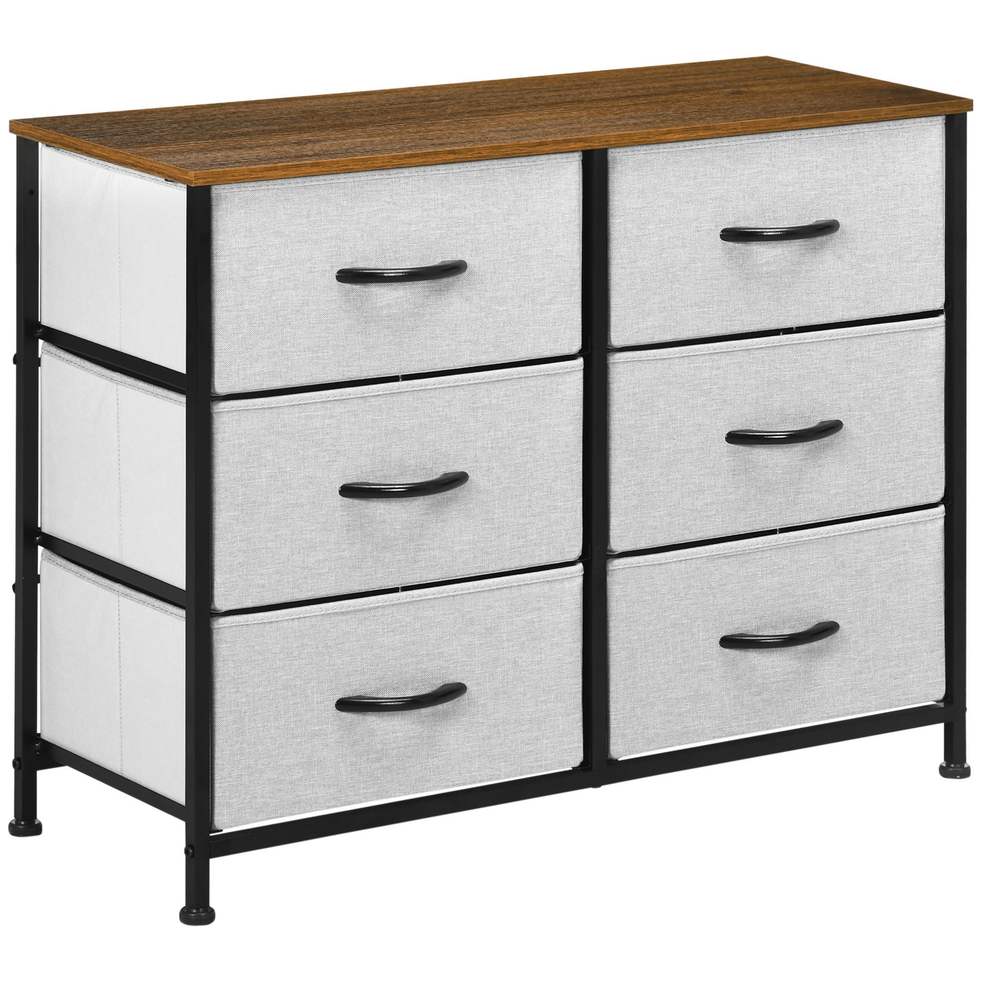KOMMODE Braun Schwarz Grau 80/30/62,5 cm mit 6 Schubladen - Grau, Holzwerkstoff (80/62.5/30cm) - PANGIVO