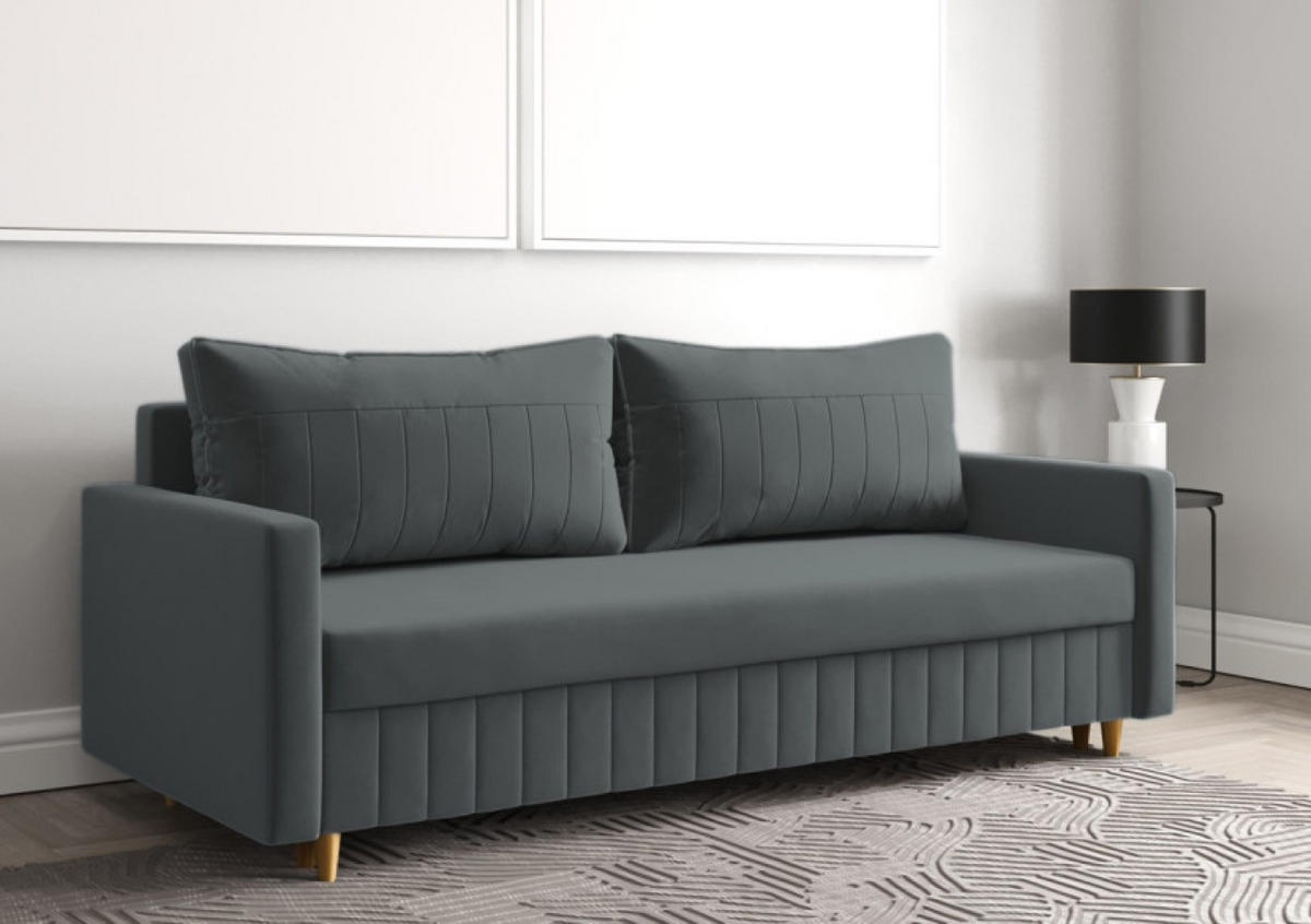 SOFA Grafit MARO Mit Schlaffunktion - Graphitfarben, Textil (217/92/85cm) - Sepro Meble