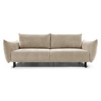 BETTSOFA UNO Beige Chenille-Stoff mit Schlaffunktion - Beige, Holz (240/90/108cm) - MASSENO