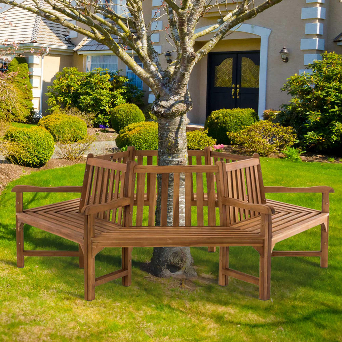 GARTENBANK 250/250 cm Holz teak - Teakfarben, Holz (250/93/250cm) - CLP