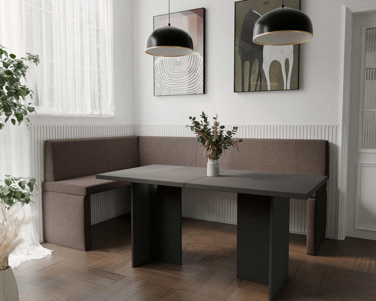ECKBANK links OWEN Webstoff, 128/168 cm Braun - Braun, Holz/Textil (128/168cm) - Idohome