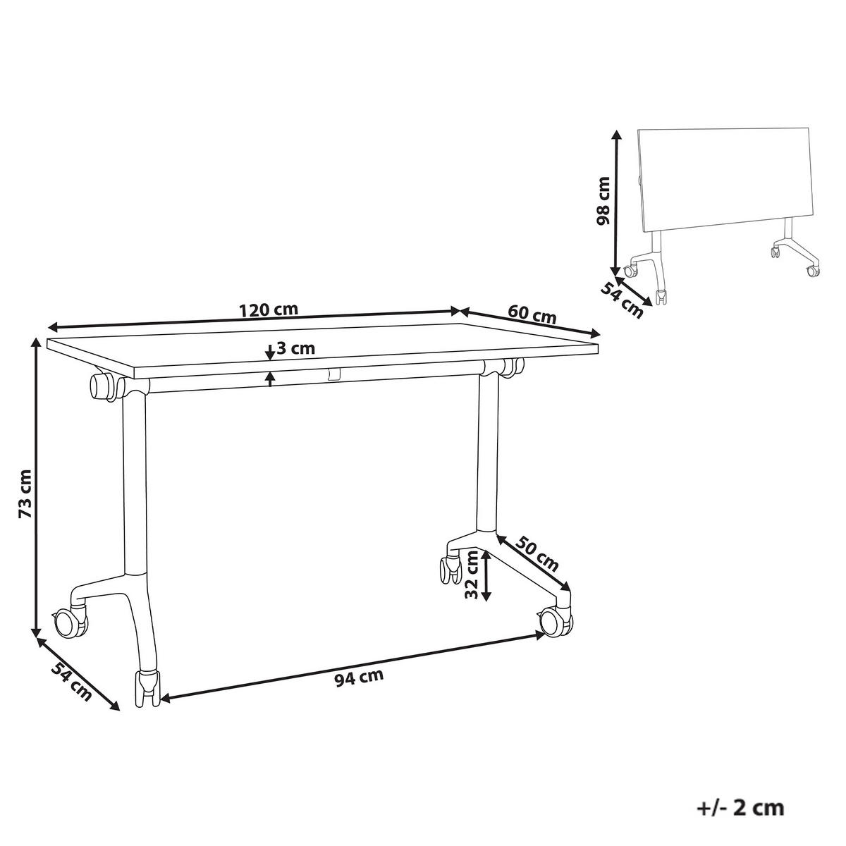 PSACÍ STŮL Skládací Tmavě hnědý 120/60 cm Cavi - bílá/hnědá, kompozitní dřevo (60/120/73cm) - Beliani