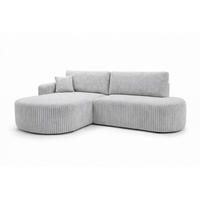 ECKSOFA Mit Schlaffunktion Und Bettkasten, Cordstoff Tilia, Grau, Links, ROUND ONE OPEN XL - Grau, Holz (262/175cm) - Kaiser Möbel