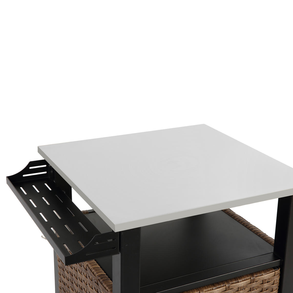 ZAHRADNÍ ODKLÁDACÍ STOLEK 76 cm, hnědý – venkovní servírovací vozík s nerezovou deskou a kolečky - hnědá, kov (57/76/85cm) - Urban Meuble