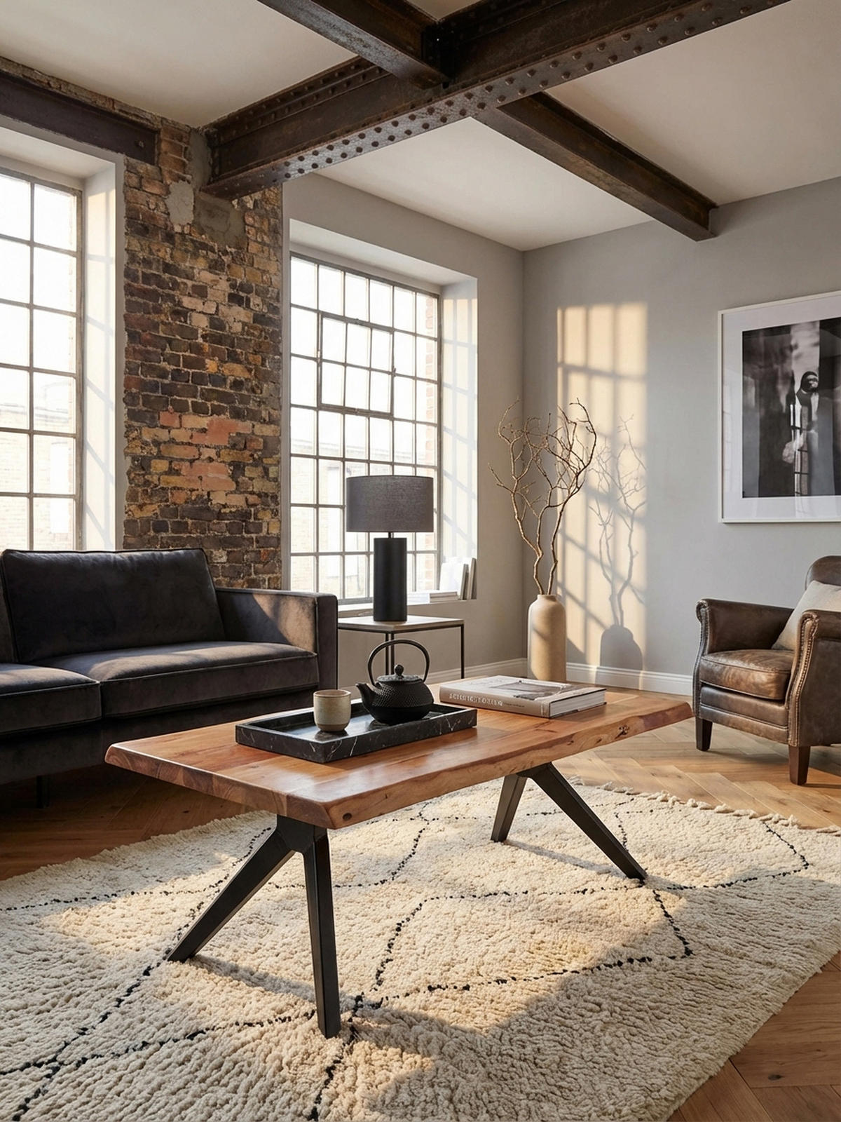 COUCHTISCH in Natur, Massivholz Akazie, Baumkante, pulverbeschichteter Edelstahl, Unikat - Beige/Schwarz, Holz/Metall (64/115/37cm) - KADIMA DESIGN