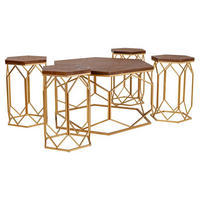 COUCHTISCH und Hocker , 5er-Set - Goldfarben, Metall (200/169/55cm) - Wanderlust