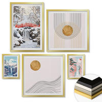 WANDBILDER 5er Set - 50x50 cm & 20x30 cm & 40x60 cm Goldrahmen - Sommerliche Strandansichten in Pastellfarben - Goldfarben, Kunststoff (40/60cm) - ArtPrintCave