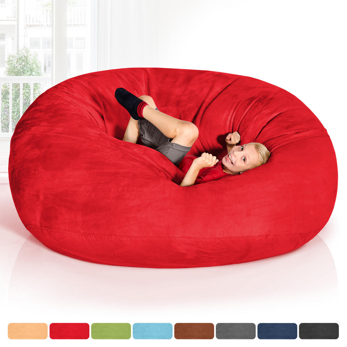 RIESEN-SITZSACK XXL JUMBO Velours 5ft - Rot, Textil (150/120/150cm) - Green Bean