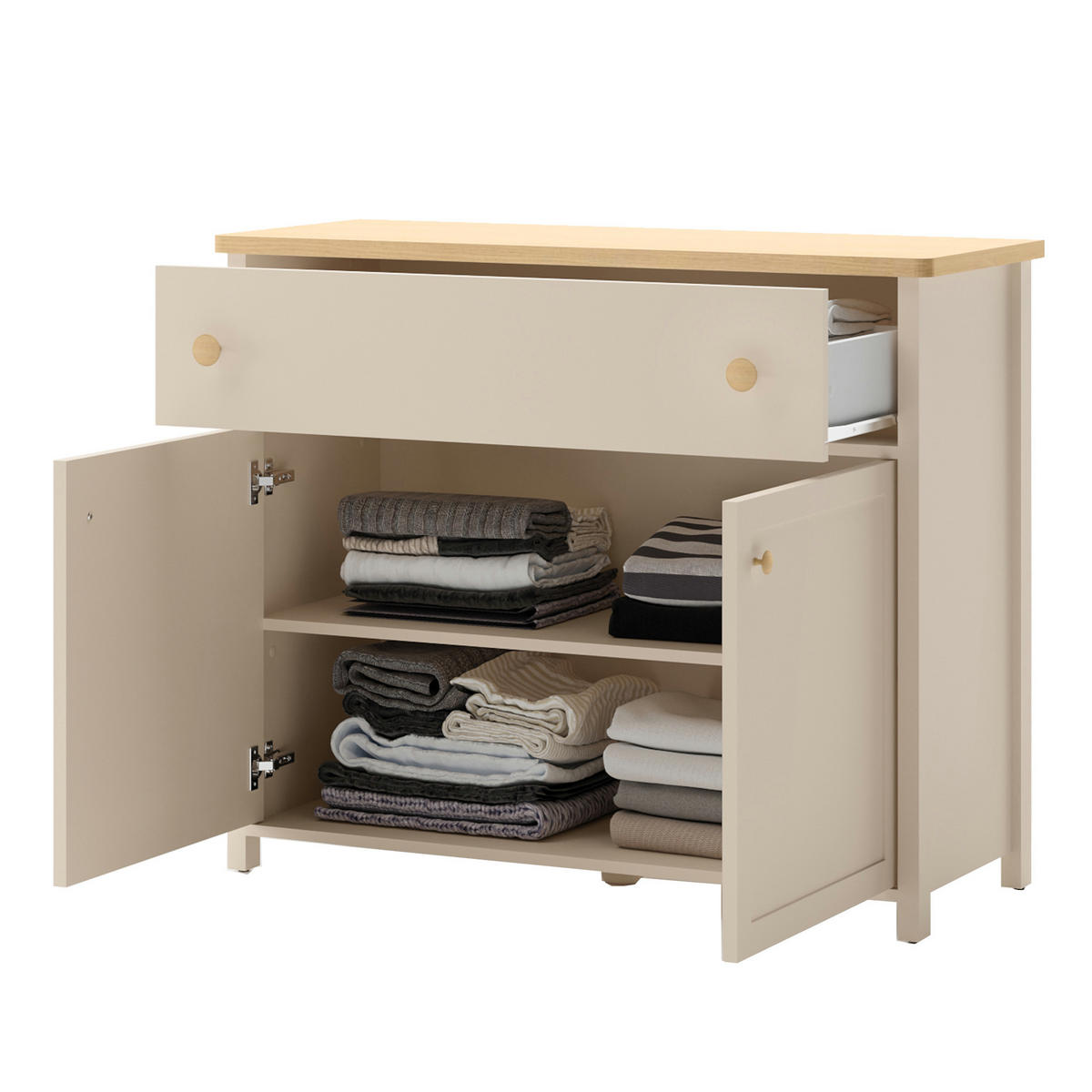 KINDERKOMMODE STORY 5 - Eichefarben/Beige, Holzwerkstoff (110/90/42cm) - Meblini
