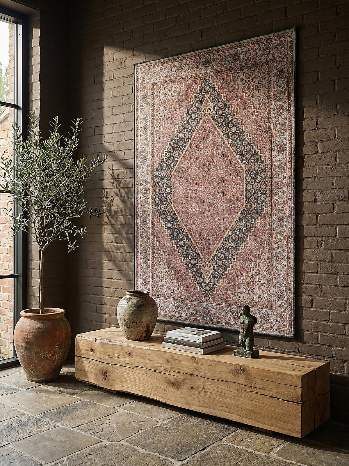 TEPPICH Waschbar HURST, orientalisch mit Medaillon, Rosa, 190 x 290 cm - Rosa, Textil (190/290cm) - KADIMA DESIGN