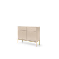 KOMMODE Molly Beige, Goldene Beine, Kombikommode - Beige/Goldfarben, Holzwerkstoff/Metall (104/83/39cm) - Bettso