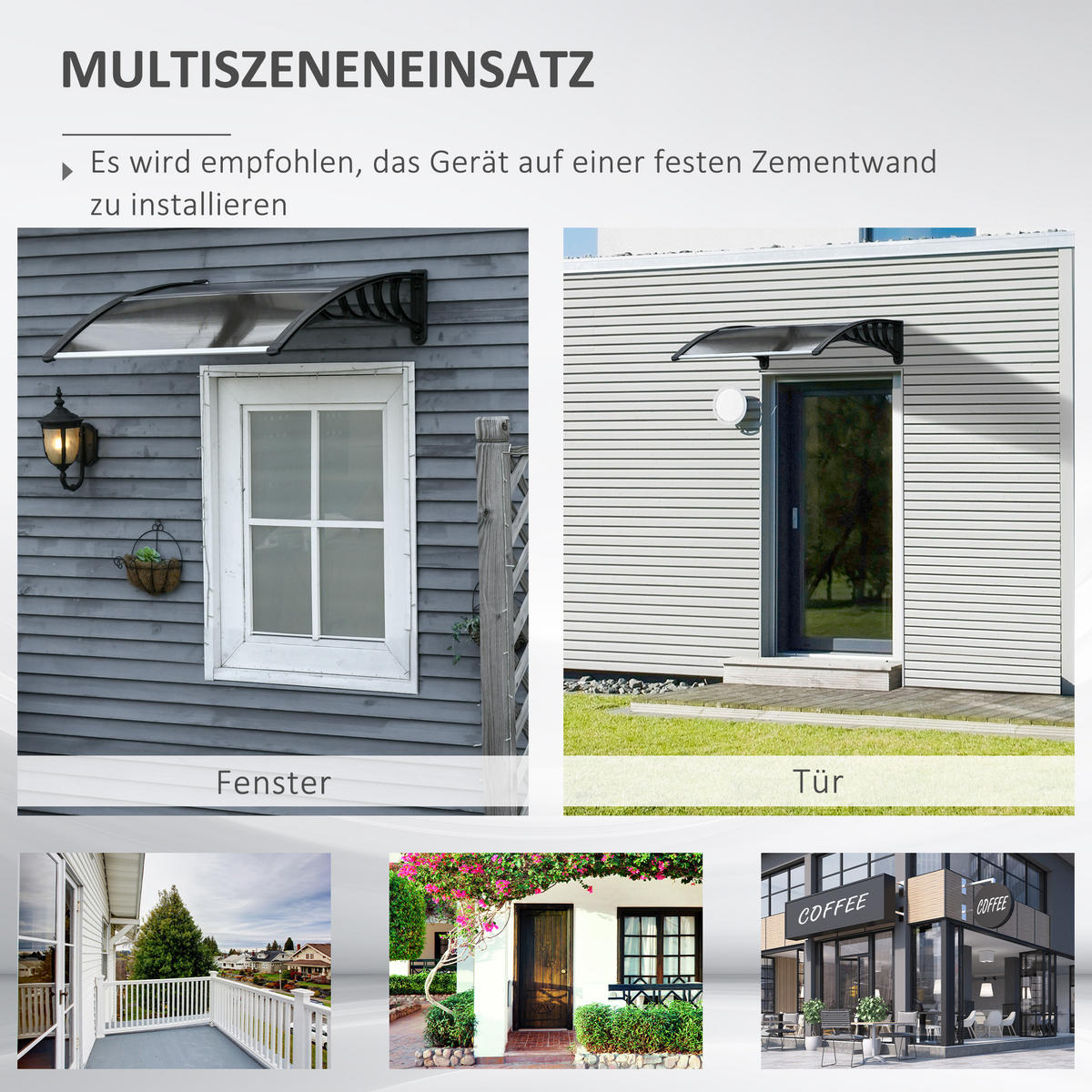 VORDACH für Haustür 103 x 96,5 x 27 cm, Braun - Braun, Kunststoff (103/27/96.5cm) - Outsunny