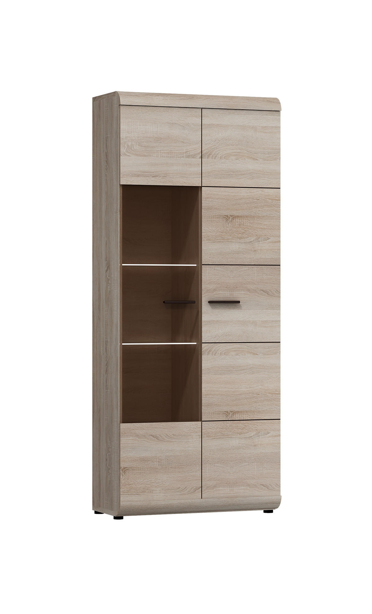 VITRINE Link Eiche Sonoma 80 / 37 / 194cm - Braun/Sonoma Eiche, Holz/Holzwerkstoff (80/194/37cm) - Feldmann-Wohnen