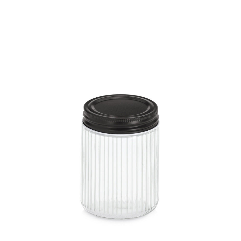 GLASBEHÄLTER geriffelt mit Metalldeckel - Transparent, Glas (7.5/10/7.5cm) - ZELLER