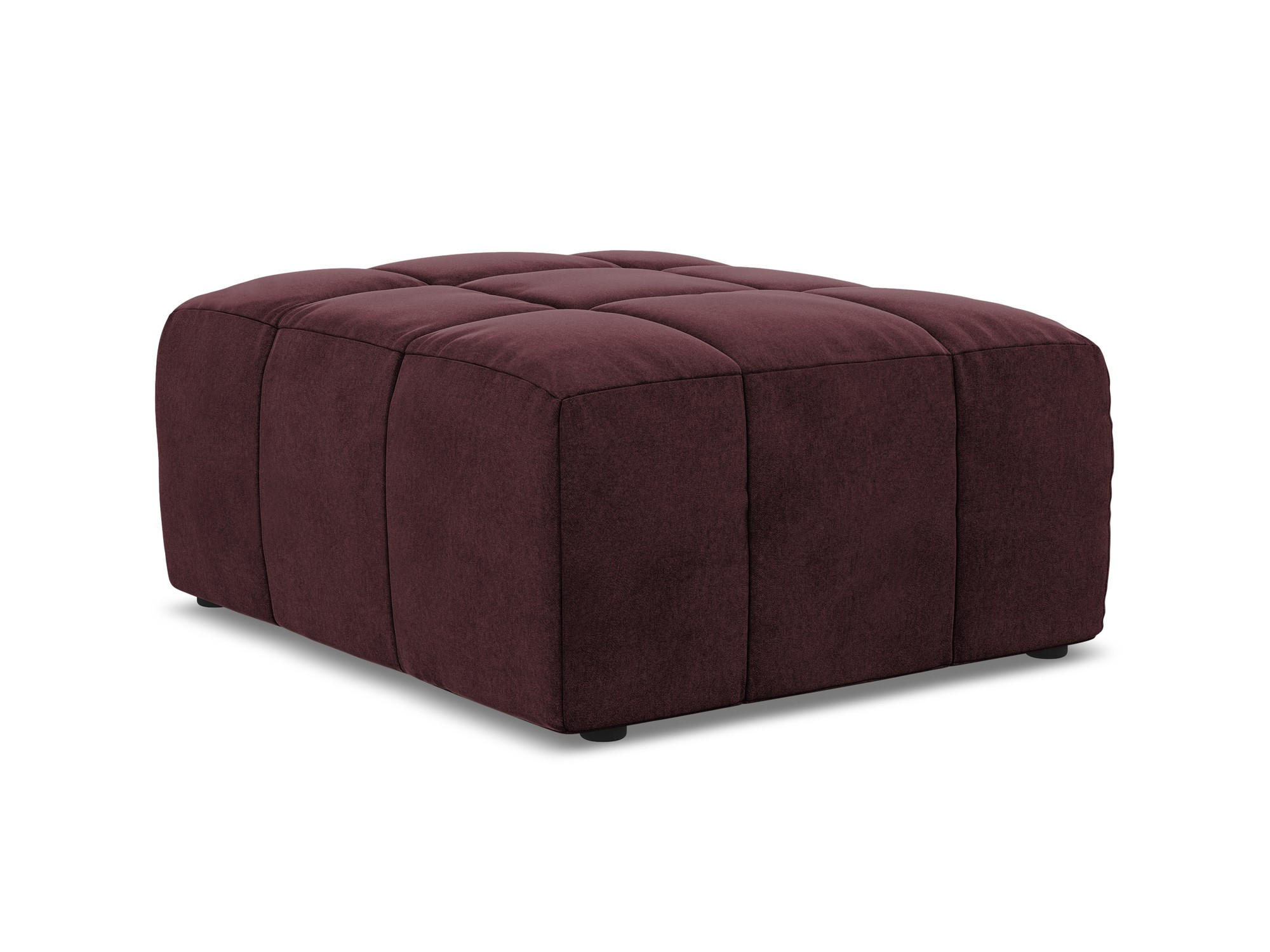 POUF Samt Stoff Rot - Weinrot/Schwarz, Holzwerkstoff/Kunststoff (75/41/90cm) - Makamii