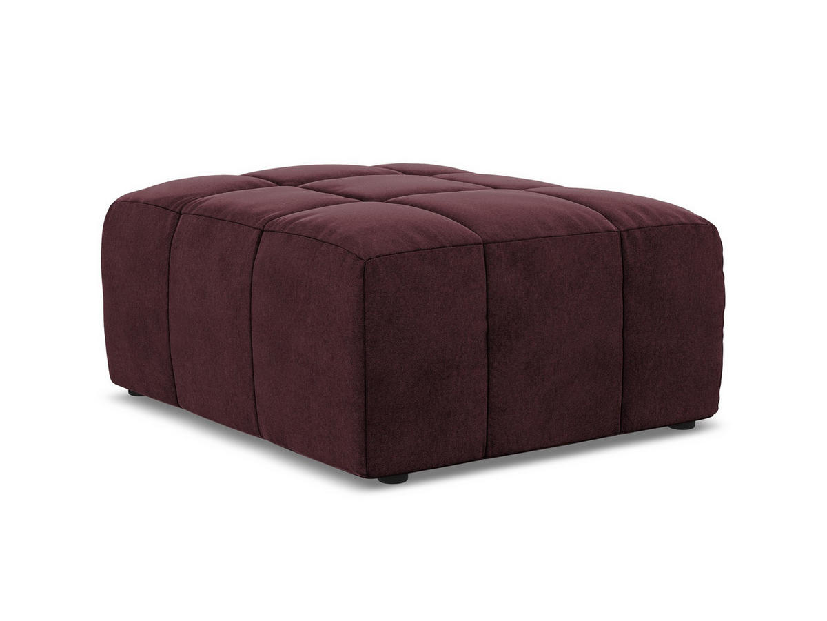 POUF Samt Stoff Rot - Weinrot/Schwarz, Holzwerkstoff/Kunststoff (75/41/90cm) - Makamii