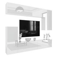 WOHNWAND Milano 8, Weiß Hochglanz, 250 cm, Grifflos - Weiß, Holz (250/115/36cm) - B BELINI GROUP