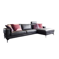 ECKSOFA MIT KOPFSTÜTZE LUGA Anthrazit Leder - Anthrazit/Schwarz, Leder (276/177cm) - KAWOLA