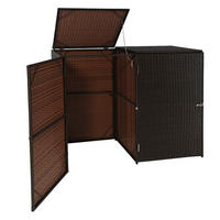MÜLLTONNENBOX 2er HxBxT 176x130x131cm Poly-Rattan 2x120l Braun - Braun, Kunststoff (130/176/131cm) - PROREGAL