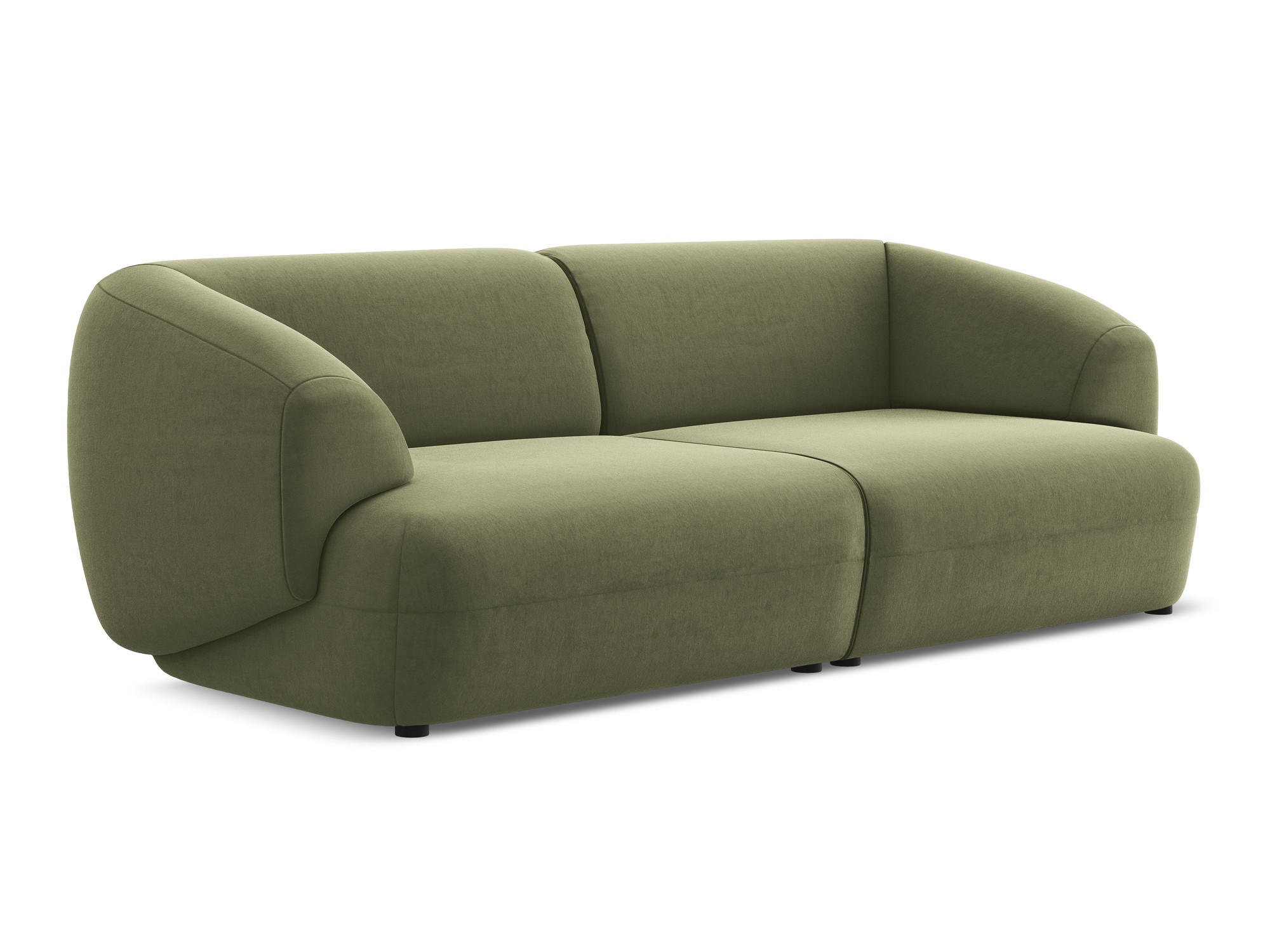 4-SITZER-SOFA Samt Stoff Grün - Schwarz/Olivgrün, Kunststoff/Textil (232/81/98cm) - Makamii