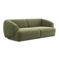 4-SITZER-SOFA Samt Stoff Grün - Schwarz/Olivgrün, Kunststoff/Textil (232/81/98cm) - Makamii