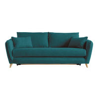 SOFA Skandinavisch 3-Sitzer Pfauenblau CREEP - Blau, Textil (103/81/201cm) - Miliboo