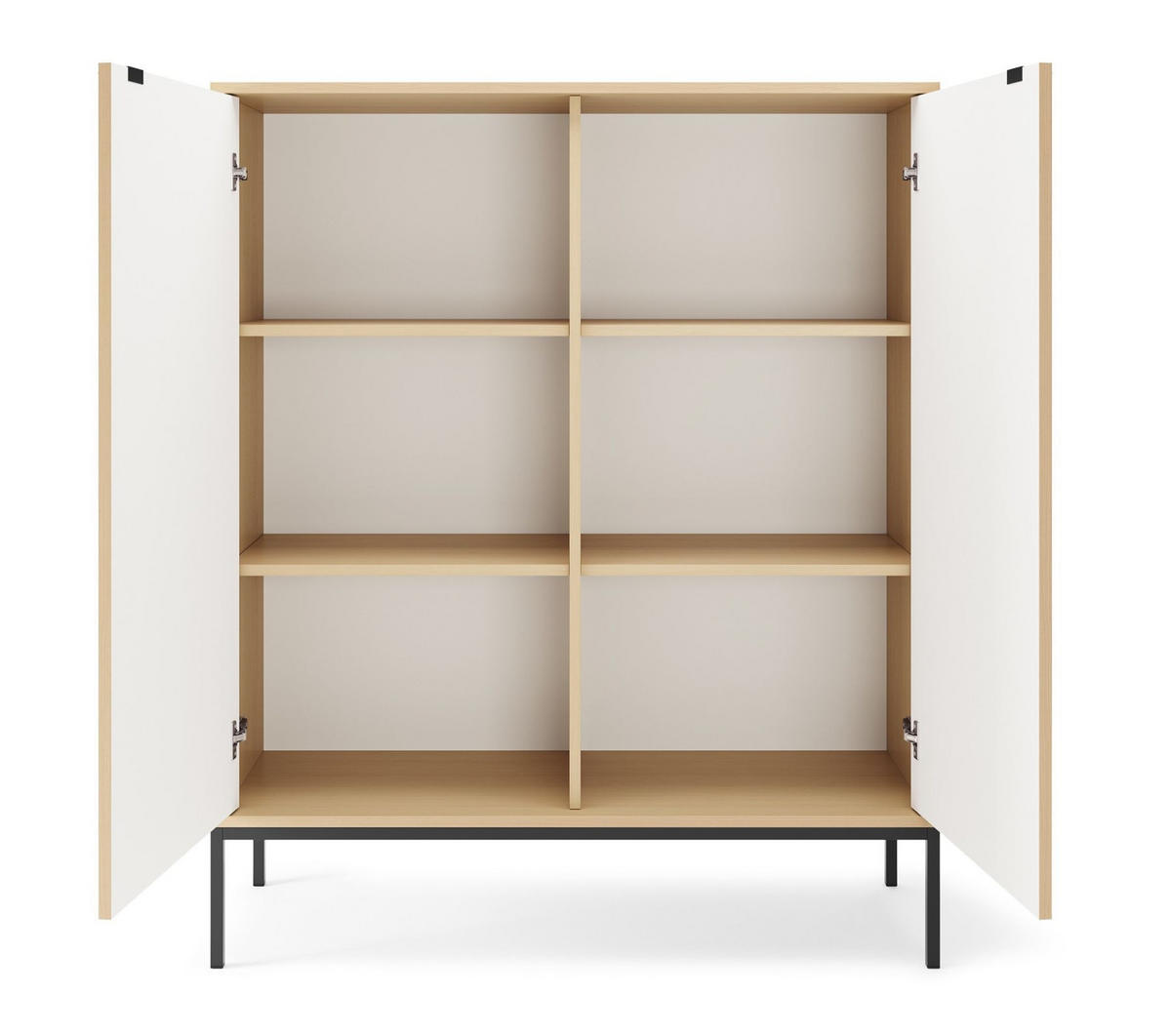 KOMMODE Vicenza Eiche K104 Hoch Schwarz Beine - Beige, Holzwerkstoff (104/125/39cm) - Sepro Meble