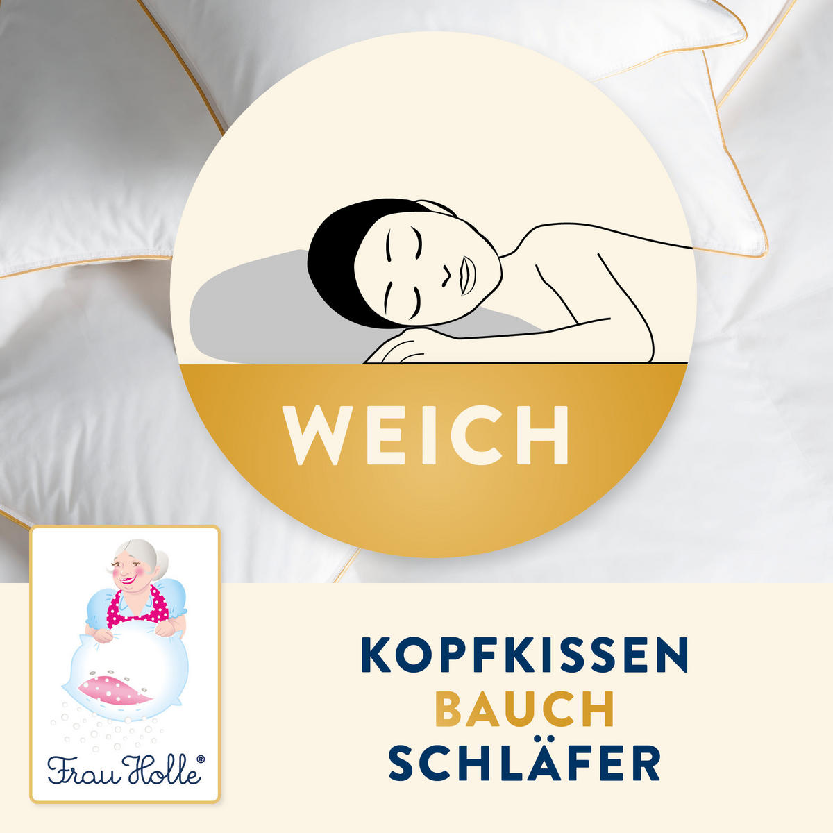DAUNENKOPFKISSEN PRIMA Gänsedaunen weich - Weiß, Naturmaterialien/Textil (40/80cm) - Frau Holle