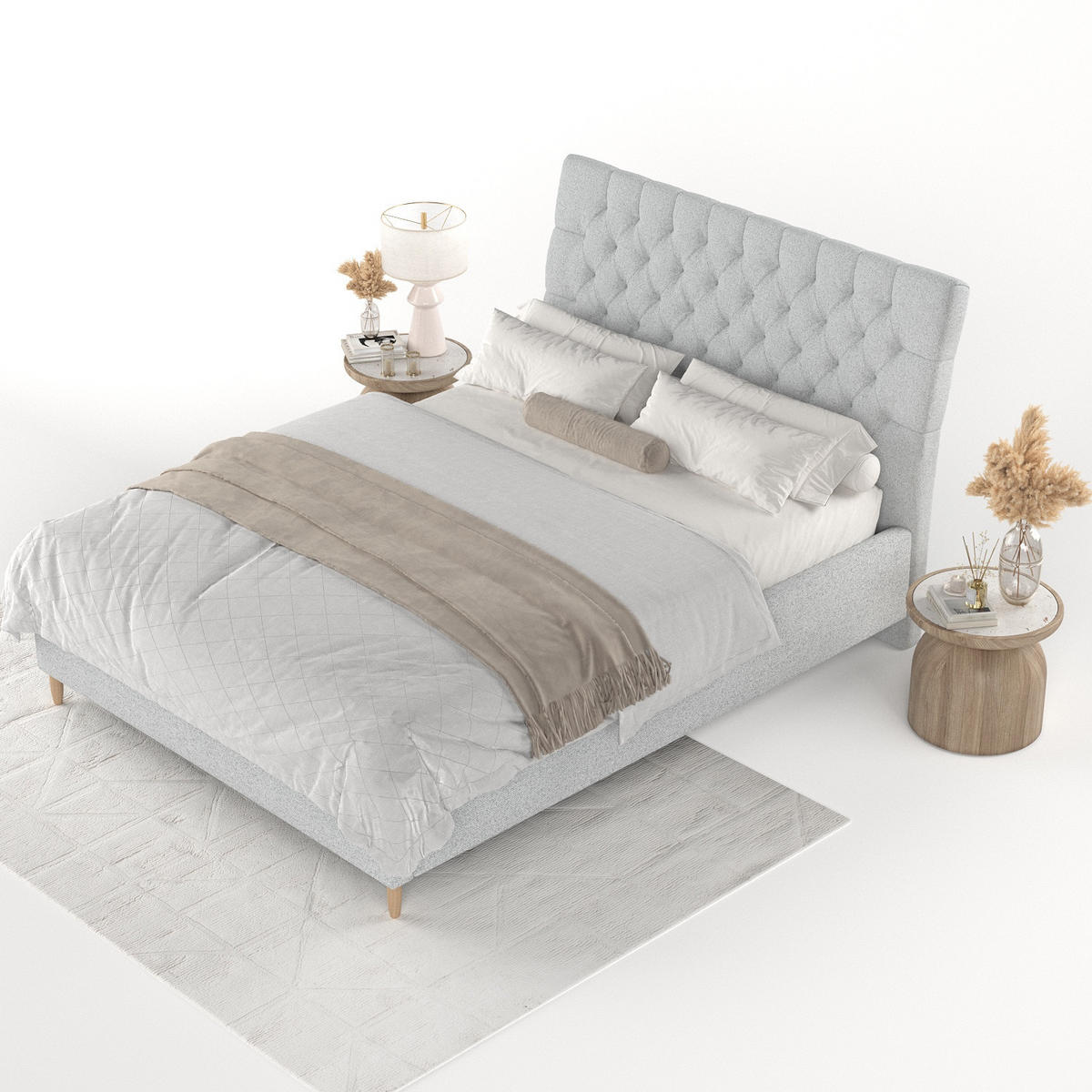 POLSTERBETT Lira 160/200 cm Hellgrau im Riva Stoff - Hellgrau/Naturfarben, Holz/Holzwerkstoff (160/200cm) - AltaBeds