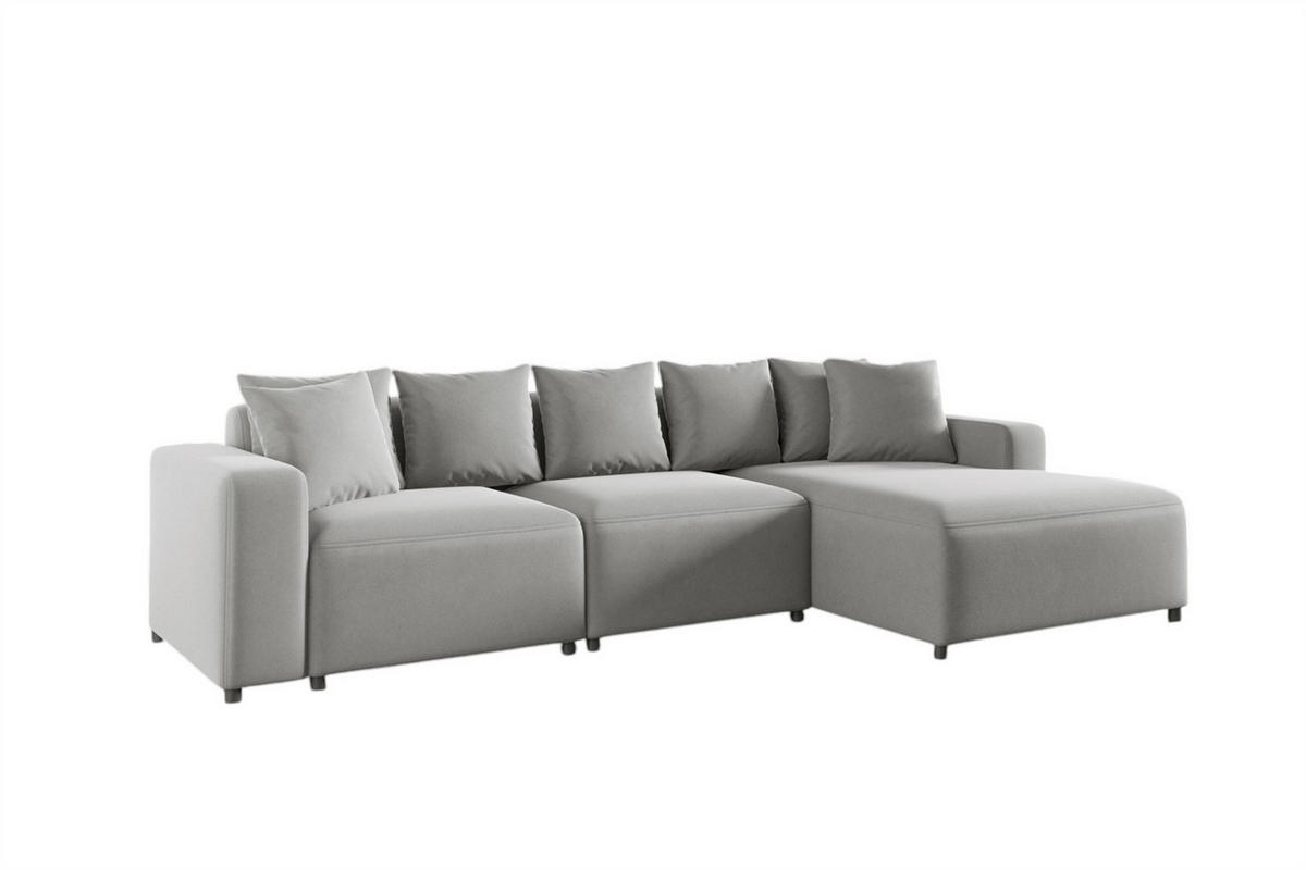 ECKSOFA Megan In Salvador - Hellgrau, Holzwerkstoff/Textil (331/165cm) - Fun Möbel