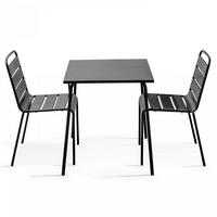 GARTENSET 3-tlg, Grau - Grau, Metall - Oviala