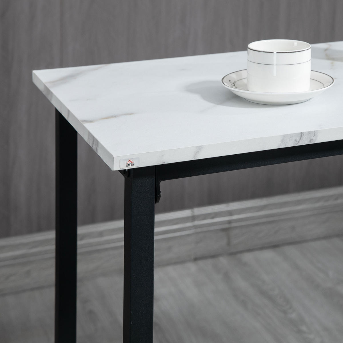 BARTISCH-SET, Stahl, Weiß+Schwarz - Weiß, Metall (40/90/100cm) - HOMCOM