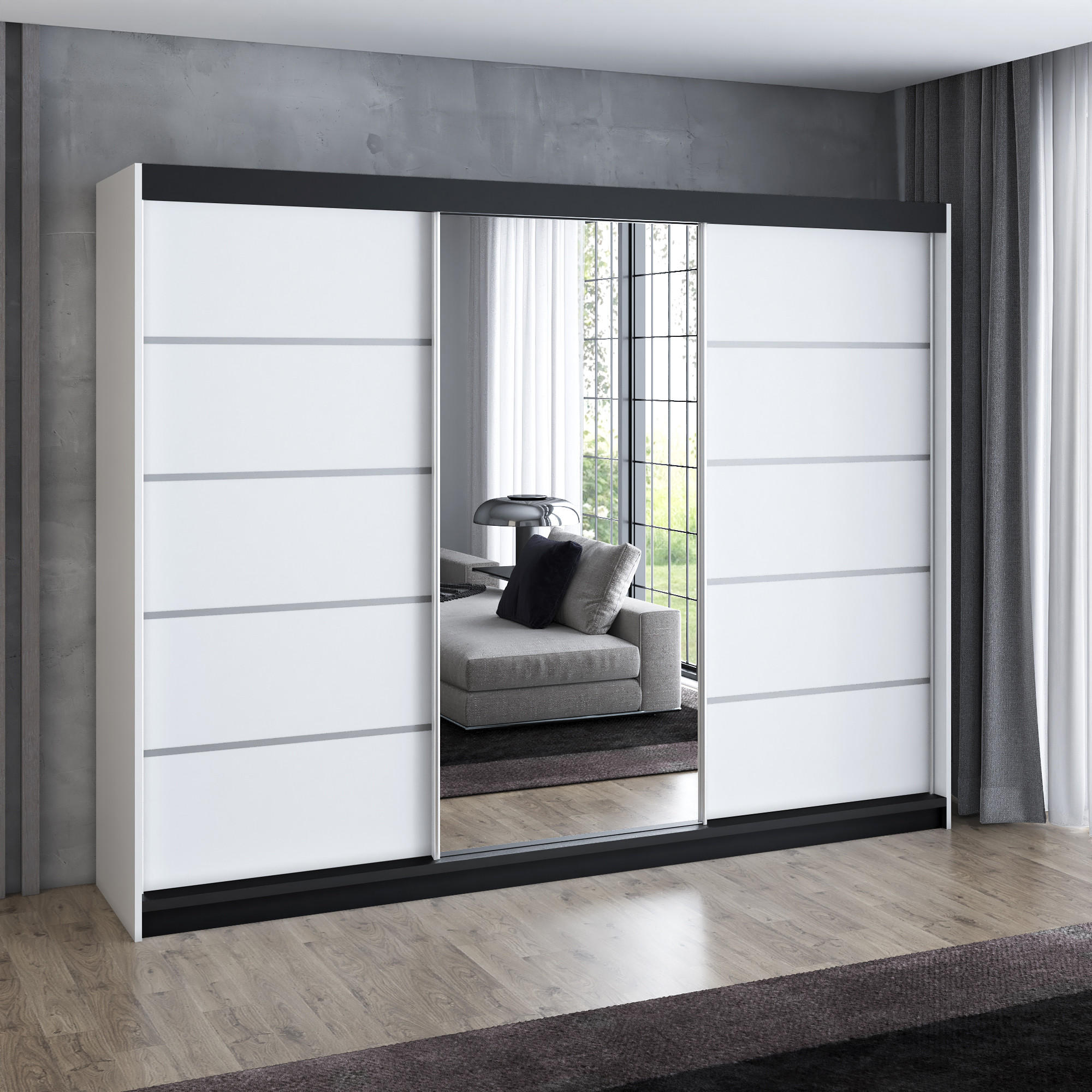 SCHWEBETÜRENSCHRANK 200 cm VILANO 3 Farbe: Weiß|weiß|weiß - Weiß, Holzwerkstoff (200/215/59.5cm) - A&J MöbelLand