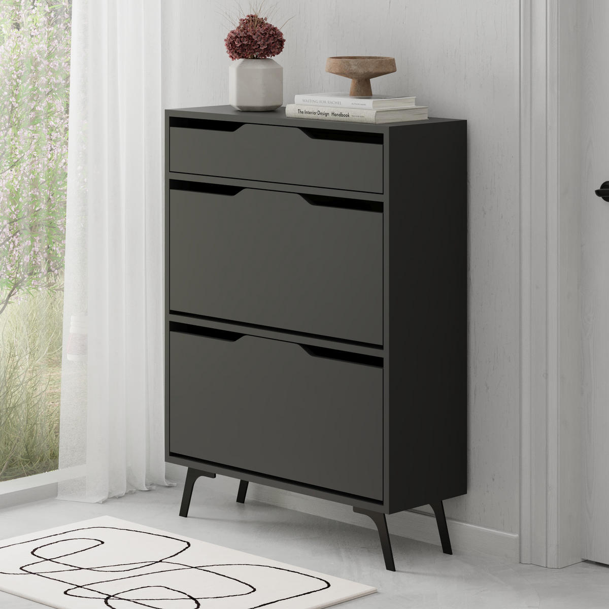 SCHUHSCHRANK Asta Anthrazit 82/110/29.5 cm - Anthrazit, Holzwerkstoff (81.6/110/29.5cm) - Decortie