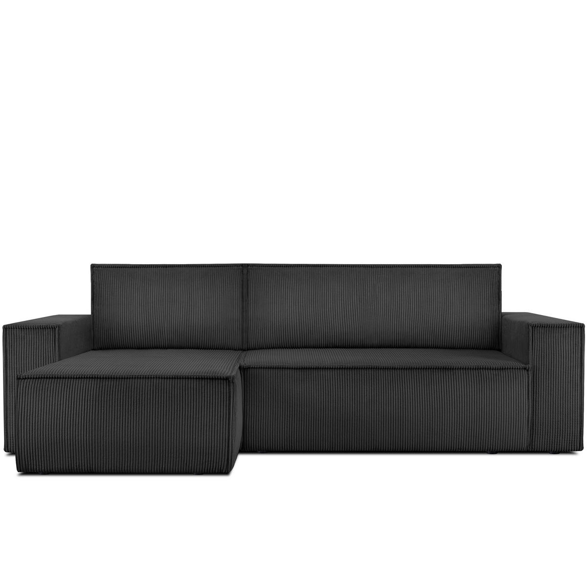 ECKSOFA-LINKS/RECHTS NAPI Schlaffunktion mit Cordbezug, dunkelgrau - Dunkelgrau/Schwarz, Textil (262/148cm) - KONSIMO®