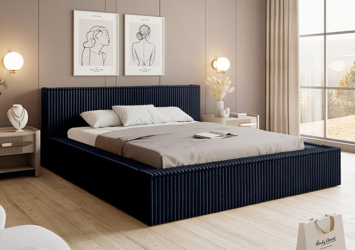POLSTERBETT ALENZO 180x200 cm, Anthrazit - Anthrazit, Textil (200/180cm) - Fedve