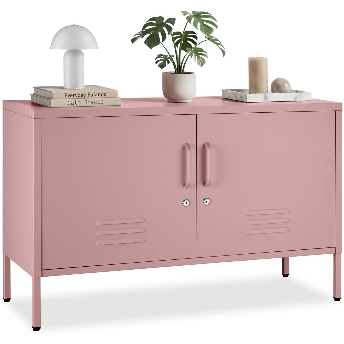 SIDEBOARD Baker, Kippschutz, höhenverstellbare Füße, rosa - Rosa, Metall (100/65/42.5cm) - tectake