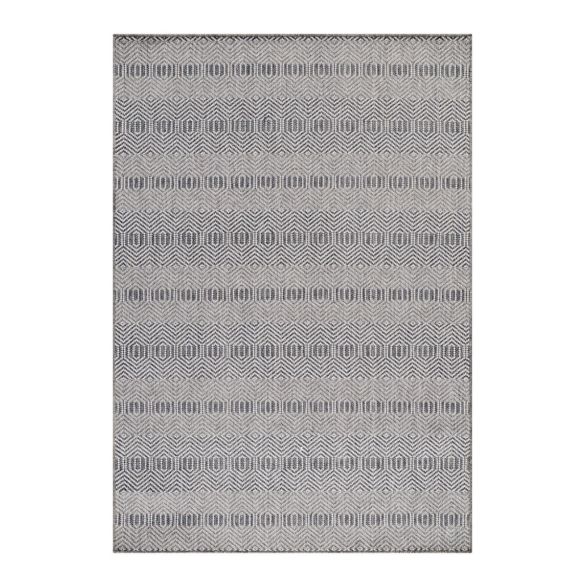 TEPPICH Outdoor Flachgewebe Boho Polypropylen Balkon Grau Läufer 80x150 - Grau, Textil (80/150cm) - KADIMA DESIGN