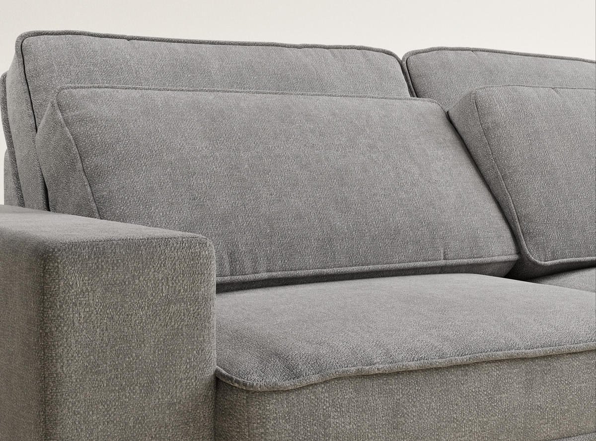 ECKSOFA Kirou Beige grau Chenille-Stoff - Rechts Seite - Greige/Schwarz, Holz/Holzwerkstoff (311/225cm) - Maison de Reve