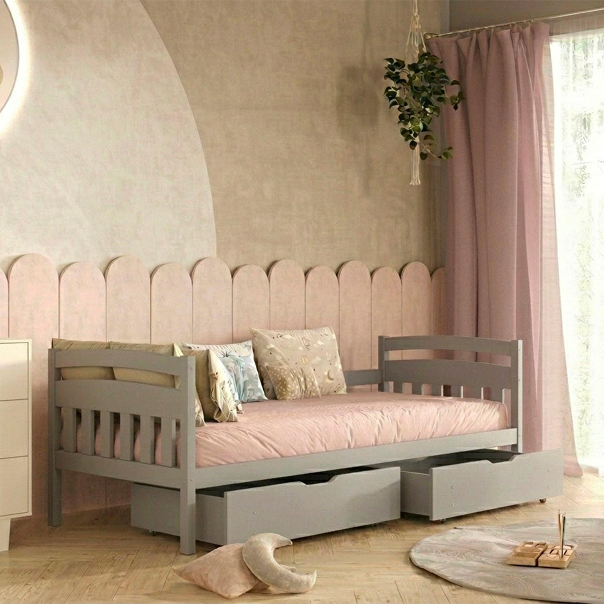 BETT 90/200 Tosia Grau - Grau, Holz (90/200cm) - Petits-meubles