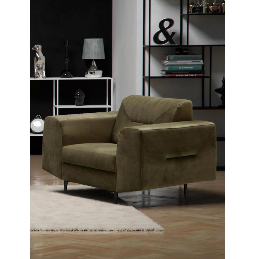 RELAXSESSEL Venezia olivgrün mit schwarzen Beinen - Schwarz/Olivgrün, Textil (112/85/94cm) - Beautysofa